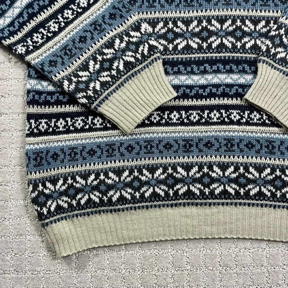 Vintage 90s Colorful Blue‎ Crossings Knit Size XL Geometric Abstract Sweater